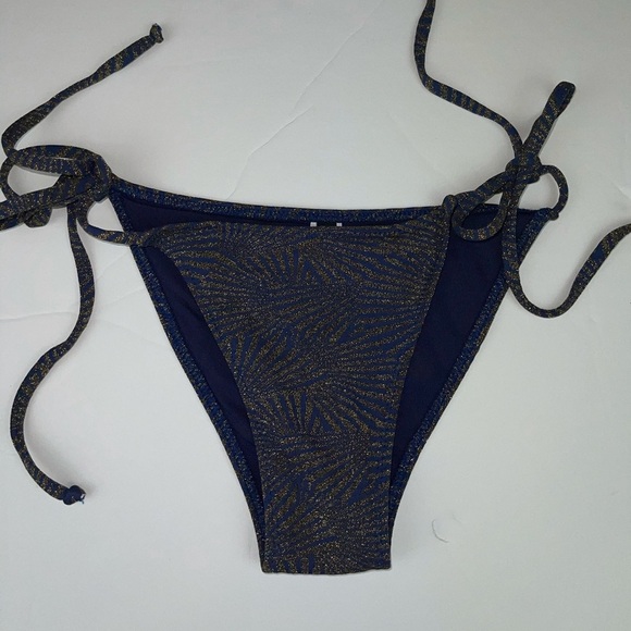 Koral Swim String Bikini Bottoms Blue Gold M - Picture 5 of 11